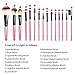 Gisala 15pcs Makeup Brush Set Foundation Mascara Lip Eyeshadow Eyebrow Brushes Kit with Leather Bag