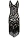 Vijiv Womens Flapper Dress 1920s V Neck Sequin Roaring 20s Great Gatsby Dress Gold and Black