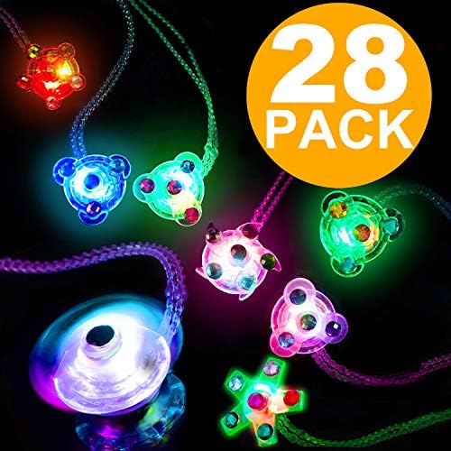 Set of 28 Light Up Toys LED Necklace Neon Party Supplies Halloween Glow in the Dark Party Favors for Kids Bulk Light Up Necklace Birthday Gifts for Boy Girl Men Women Christmas Novelty Accessories
