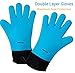 BENFLOR Grilling Gloves, Double-Layer Silicone Gloves with 3.1 Inch Extra Cuff, Cotton Oven Mitt Waterproof Non-Slip for Baking and Cooking, BBQ Heat Resistant Gloves for Grilling - Blue-1 Pair