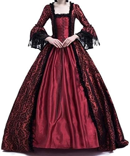 Renaissance Gown Dress Halloween Costume for Women,Sexy Medieval Royal Retro Lace Up Fancy Long Dresses