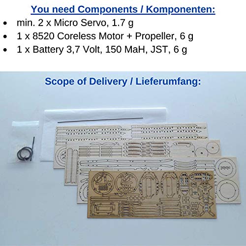 Sopwith Camel Slow Flyer KIT, 505 mm Spannweite, Maßstab 1/20, Modellflugzeug zum selber Bauen, Balsa Holz Bausatz, RC… – Bild 7