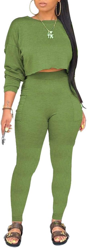 2 Piece Outfits for Women - Sweatsuit Tracksuit Long Sleeve Sweatshirt and Long Pants Set Sports Jumpsuit