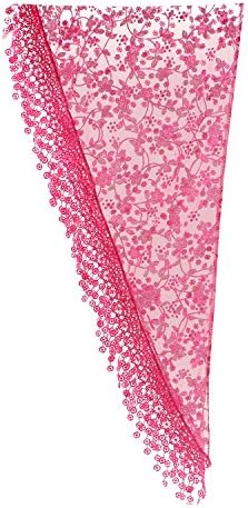 JYS365 Fashion Triangle Mantilla Scarf Tassel Lace Floral Knit Shawl Wrap - Rose Red