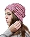 NYFASHION101 Unisex Multicolor Warm Cable Knit Thick Slouch Beanie Cap, 3 Tone Pink