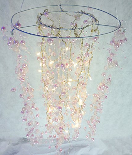 Christmas Concepts 60cm x 30cm Pink Ceiling Bead Decoration White LED Lights -Home Or Christmas Decoration