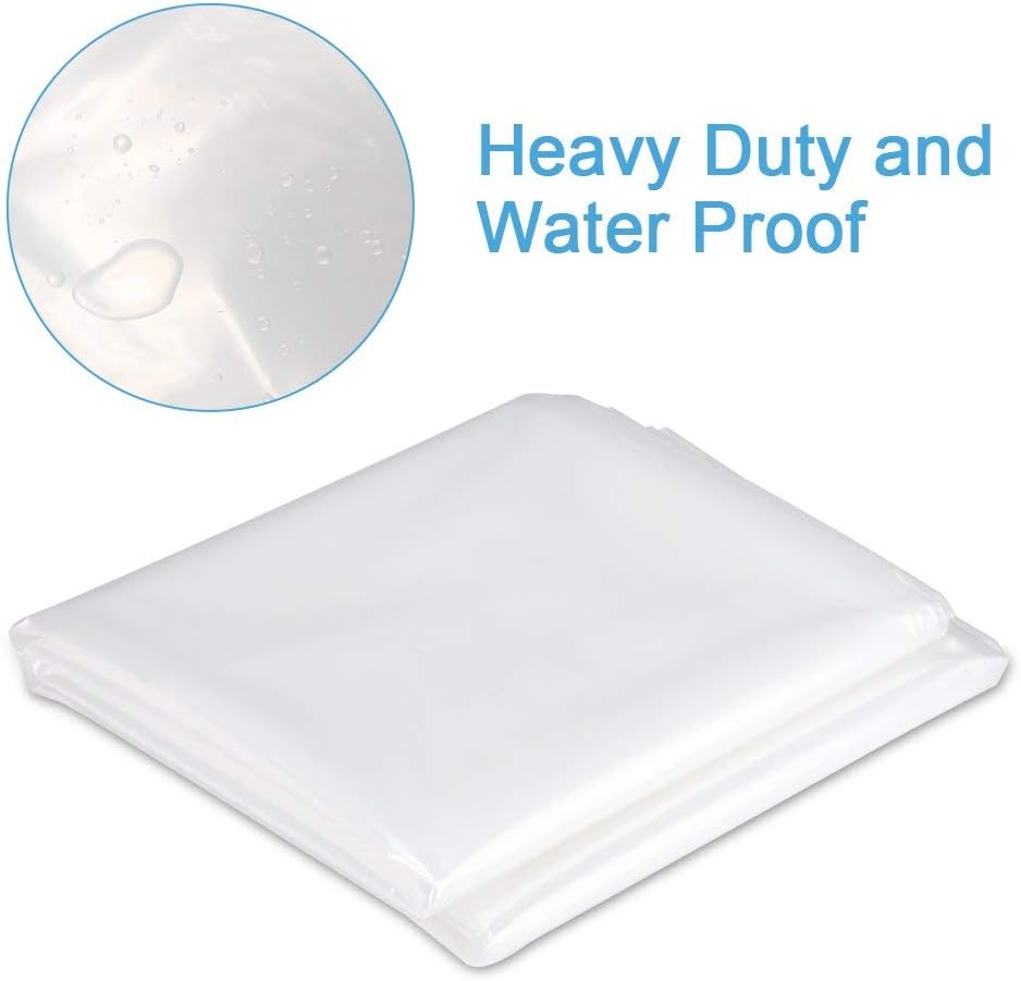 E-Gtong 1-Pack 2 Mil Plastic Drop Cloth, 9-Feet by 12-Feet Heavy Duty Plastic Painting Tarp, Waterproof Clear Plastic Tarp, Plastic Sheeting for Furniture, Wall Painting, Patio - - 