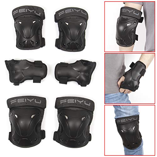 KING SHOWDEN Upgraded Knee Pads Elbow Pads Wrist Guards Set Protective Gear Sports Safety Pad for Roller Skatings Skateboarding Inline Scooter Riding BMX Bicycle Cycling Pack of 6 (S)