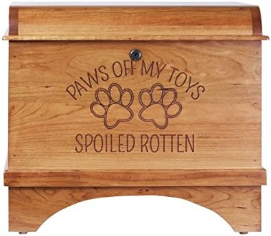Pet Toy Box Storage Hope Chest for Pets, Spoiled Rotten Birthday gift for Dogs, Daughter, Sons, Boys and Girls, Grandchildren, Made With Cherry wood Made in USA By Rooms Organized (Spoiled Rotten)