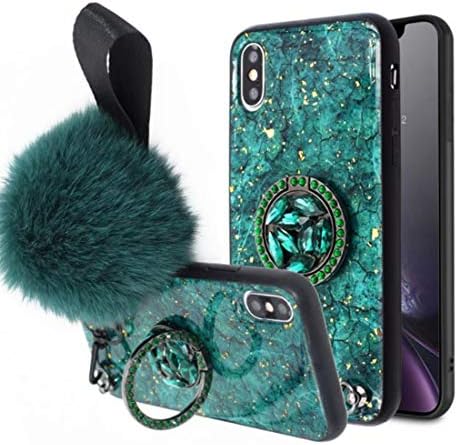 Lozeguyc iPhone 6 Plus Bling Marble Kickstand Case,iPhone 6S Plus Luxury Soft Hard Back Case Shiny Glass Shockproof Ring Stand Cover for iPhone 6 Plus 5.5 Inch-Green