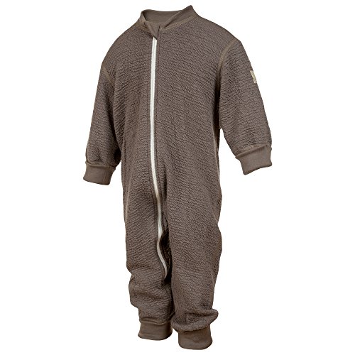 Janus Crinkle Merino Wool Baby Toddler Pyjama Playsuit. Made in Norway. (Brown, 50 (0-4 Months))