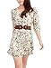 Allegra K Women Scoop Neck Floral Prints CHiffon Dress Green M