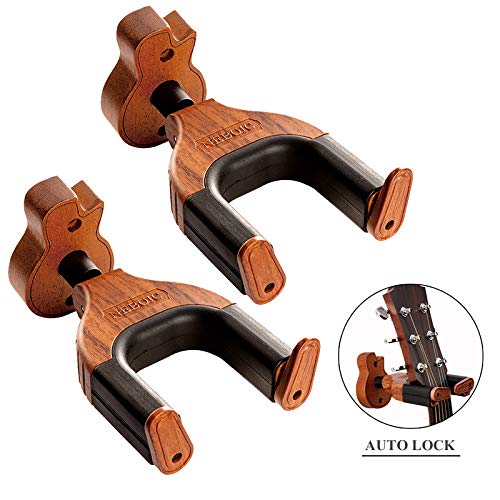 Neboic Guitar Wall Mount, Auto Lock Guitar Wall Hanger, Hard Wood Base in Guitar Shape Guitar Hook, Guitar Holder, Acoustic, Electric, Classical, Bass Guitar Stand, Guitar Accessories 2Pack - Thumbnail 7