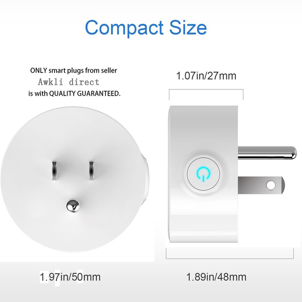 WiFi Smart Plug Mini Smart Outlet Socket Wireless Switch Works with Amazon Alexa Google Home, Remote Control Your Device from Anywhere, No Hub Required, Timing Function