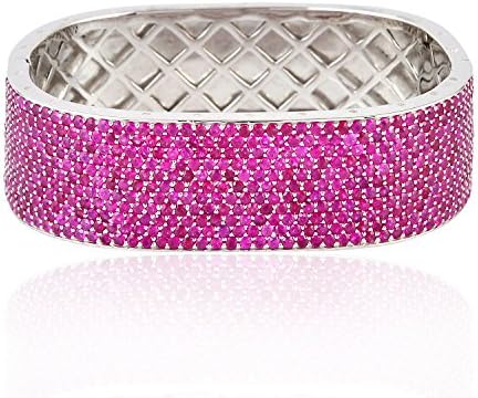 Mettlle Solid 925 Sterling Silver Designer Bangle Natural Ruby Gemstone Bracelet