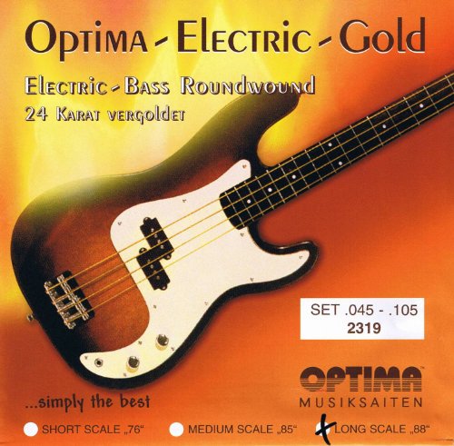 Optima 24 K Gold Plated Bass Guitar Strings .045-.105