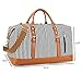 CAMTOP Weekend Travel Bag Ladies Women Duffle Tote Bags PU Leather Trim Canvas Overnight Bag Luggage (Black Striple)