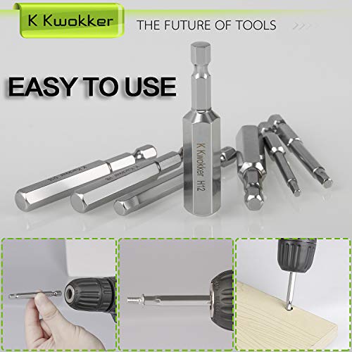 image for K Kwokker 20 x 1/4 Inch Hex Head Allen Wrench Drill Bit Set Standard &
