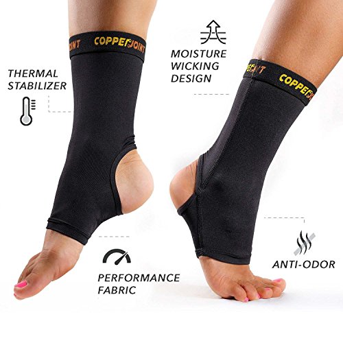 CopperJoint Copper-Infused Compression Ankle Sleeve, High-Performance, Breathable Design Provides Comfortable and Durable Joint Support for All Lifestyles, Single Sleeve (Small)