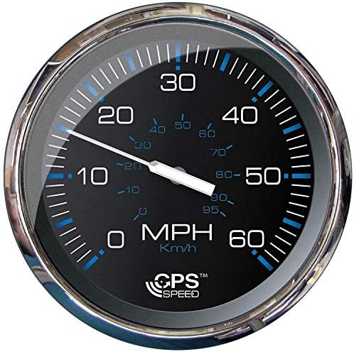 Faria Beede "33761 Chesapeake Stainless Steel Speedometer (60 MPH) Studded - 5"", Black