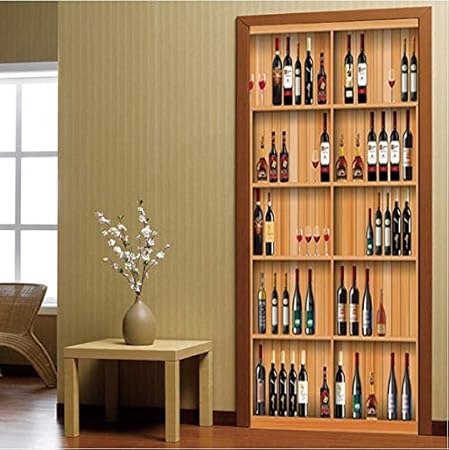 YUJIANF Moderne kreative Rotweinschrank 3D Tür Aufkleber Wallpaper