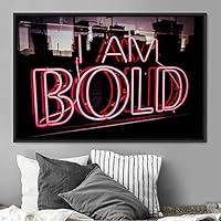 Framed Canvas Wall Art Illuminated Words 3D Industrial Inspirational Multicolor Neon Pop Art Quotes Typography Urban - 16x24 inches