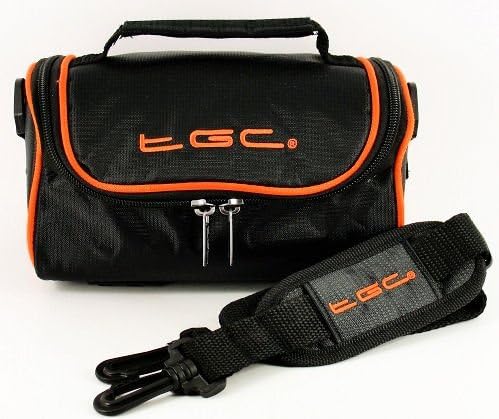 TGC ® Camera Case for Yashica Acclaim Zoom 65 with shoulder strap and Carry Handle (Jet black & Hot Orange)