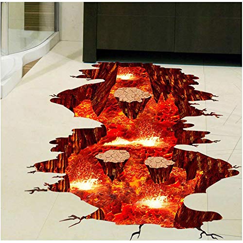 Quanhaigou Creative 3D Space Wall Decals Removable PVC Magic Floor Flame and Lava Wall Stickers Mura - //coolthings.us