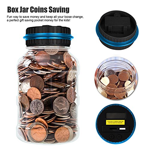 AOZBZ Box Digital Coin Bank Digital Coin Counting US Coin Bank 4.5 7.9“ with LCD Display Gifts for Kids(Dollar)