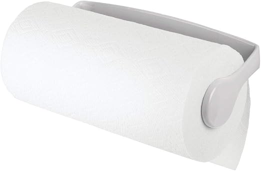 Amazon Com Mdesign Plastic Wall Mount Paper Towel Holder Dispenser Mounts To Walls Or Under Cabinets For Kitchen Pantry Utility Room Laundry And Garage Storage Holds Jumbo Rolls Light