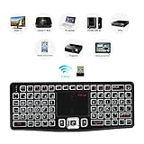 REIIE (2018 Backlit Version K03 Mini QWERTY Keyboard Adjustable DPI Touchpad for PC, HTPC, Apple, Xbox360, Wii, PS3, Black
