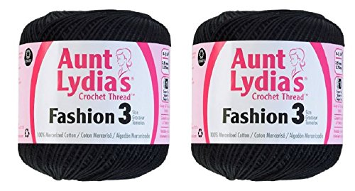 Aunt Lydia's Crochet Thread - Size 3 - (2-Pack) Black