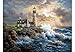 JCBABA DIY 5D Diamond Painting, Crystal Rhinestone Full Diamond Embroidery Pictures Arts Craft for Home Wall Decor Lighthouse 14X18Inch