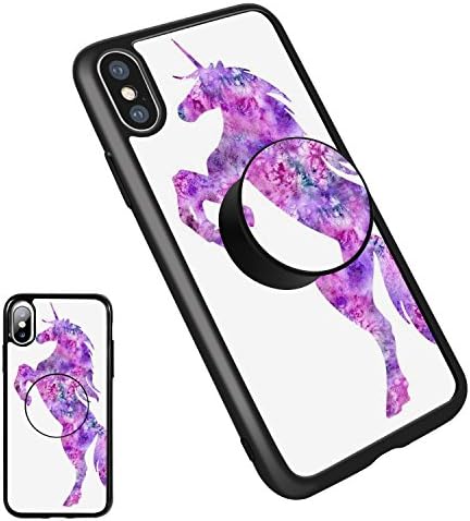 iPhone X Unicorn Case,iPhone 10 Case Personalized Soft TPU Rubber Gel [Anti Scratch] Cover Case with Pop Mount Stand [Shock Absorption] for iPhone X(5.8 Inch)(Unicorn01)
