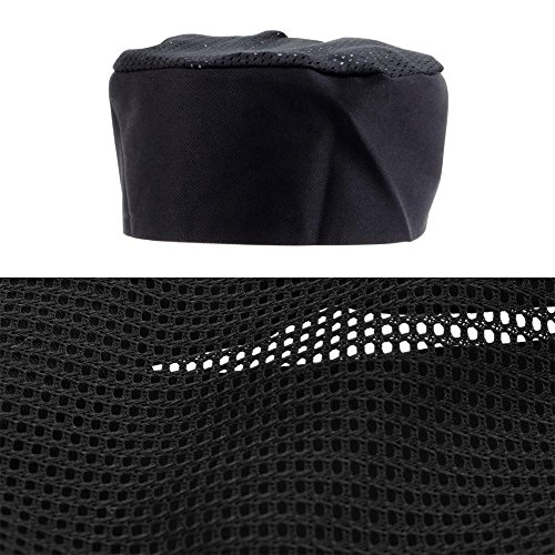 Chef Hat, 2 Pcs SOUREPOSE Black Chef Beanie - Adjustable Velcro Chef Headwear One Size Fits Most