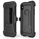 iPhone X Case, Rhidon Case Combo dual Layer Sport Cover with Holster Kickstand and Belt Swivel Clip for iPhone X (Black)