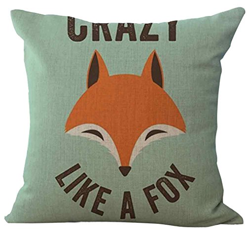 image for Usstore 1PC Decorative Pillowcases Square Zipper Fox Print Throw Pillo