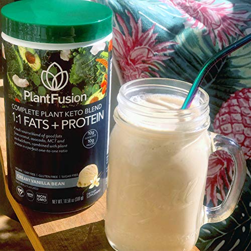 PlantFusion Complete Plant Based Keto Blend |1:1 Fats + Protein Powder Drink, Ketogenic Diet Supplement, MCTs, No Sugar, Gluten Free, Non Dairy, Vegan, Non Soy, Non GMO | Creamy Vanilla Bean,19.05 Oz - Thumbnail 7