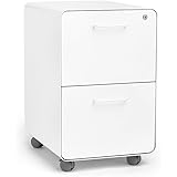 Poppin White Stow Rolling 2-Drawer File Cabinet, Metal, Legal/Letter