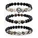 Top Plaza Mens Womens Black Matte Agate Gemstone Beads Stretch Bracelet with Dragon Vein Agate Tiger Eye Beads