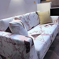 WENDONG Triangle Marble Pattern Sofa Cover Printed Sofa Cover High Spandex Fabric Stretch Couch Cover Stylish Fabric Furniture Protector Machine Washable Sofa Slipcovers,1 Seater