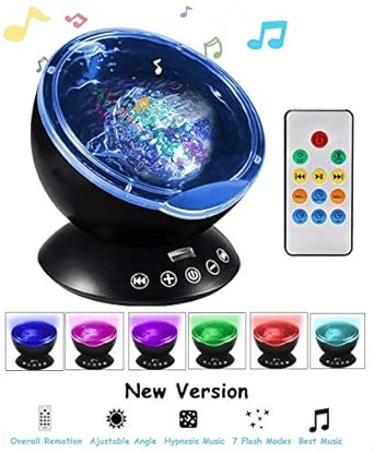 Little Champs Romantisches Nachtlicht mit 8 Modi, Farbwechsel, Ozeanwellen-Projektor-Licht mit Fernbedienung und integriertem