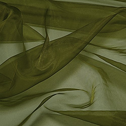 mds Pack of 5 Yard Bridal SOLID Sheer Organza Fabric Bolt for Wedding Dress,Fashion, Crafts, Decorations Silky Shiny Organza 44'- Olive Green