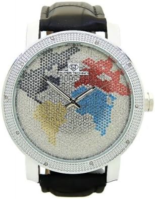 SUPER TECHNO 0.10 CARAT DIAMOND WORLD MAP WATCH M-6033