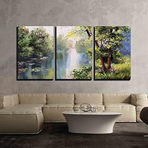 3 Piece Canvas Wall Art - Hot Lips - Modern Home Art Stretched and Framed Ready to Hang - 16"x24"x3 Panels