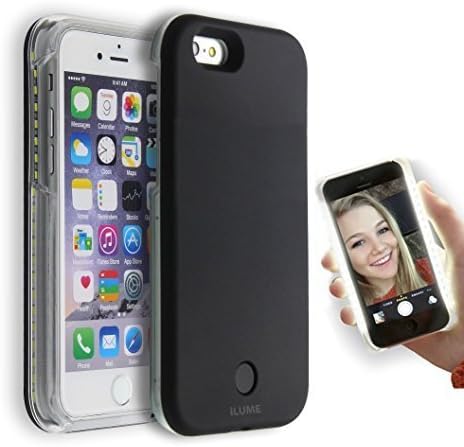 iLume® Luxury (Black) Light Up Selfie LED illuminated Phone Cover Case Iphone 6 Plus / 6 Plus s - Dimmable (includes USB charger)