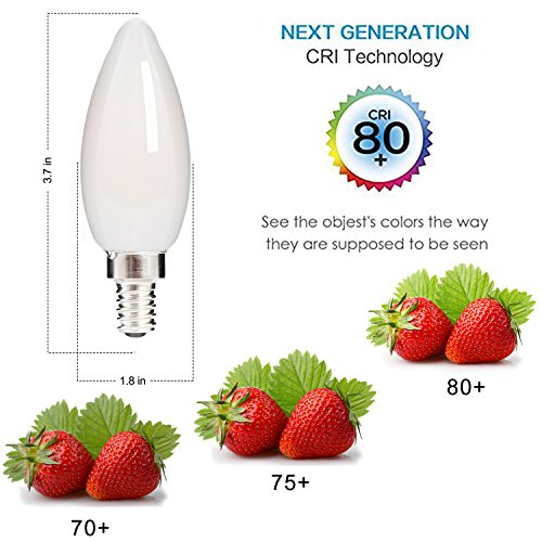 HOLA LED Candelabra Bulb, 40W Equivalent LED Chandelier Bulb, Dimmable LED Lamp Bulb E12 Base, Warm White 2700K LED Filament Bulb, Frosted Glass, 4.5W 300 Lumens 360 Beam Angle, UL Listed, 6 Pack