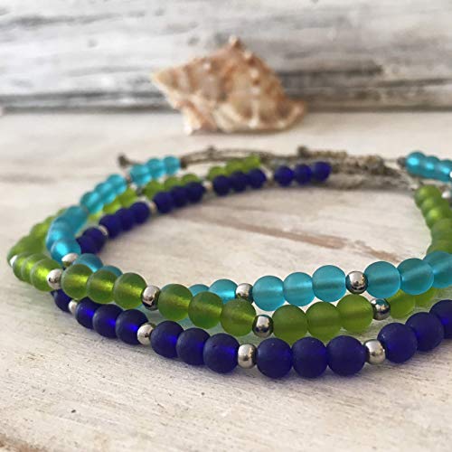 Sea Glass Beach Anklet in Your Choice of Color Handmade in the Caribbean