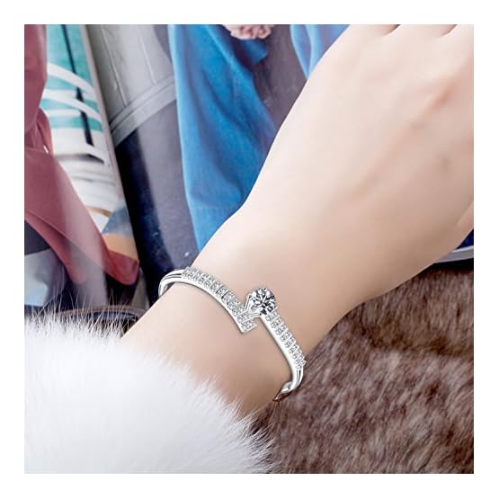 Menton-Ezil-Love-Encounter-Swarovski-Crystals-Bangle-Bracelets-White-Gold-Plated-Adjustable-Hinged-Jewelry Menton-Ezil-Love-Encounter-Swarovski-Crystals-Bangle-Bracelets-White-Gold-Plated-Adjustable-Hinged-Jewelry