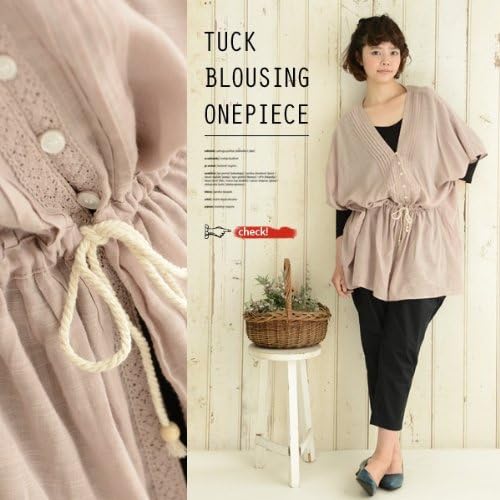 Amazon Co Jp ウエスト紐シャーリング ピンタック付き前あきワンピース 羽織り 4160 選べる３色 ｍ ｌサイズ M オフホワイト ファッション